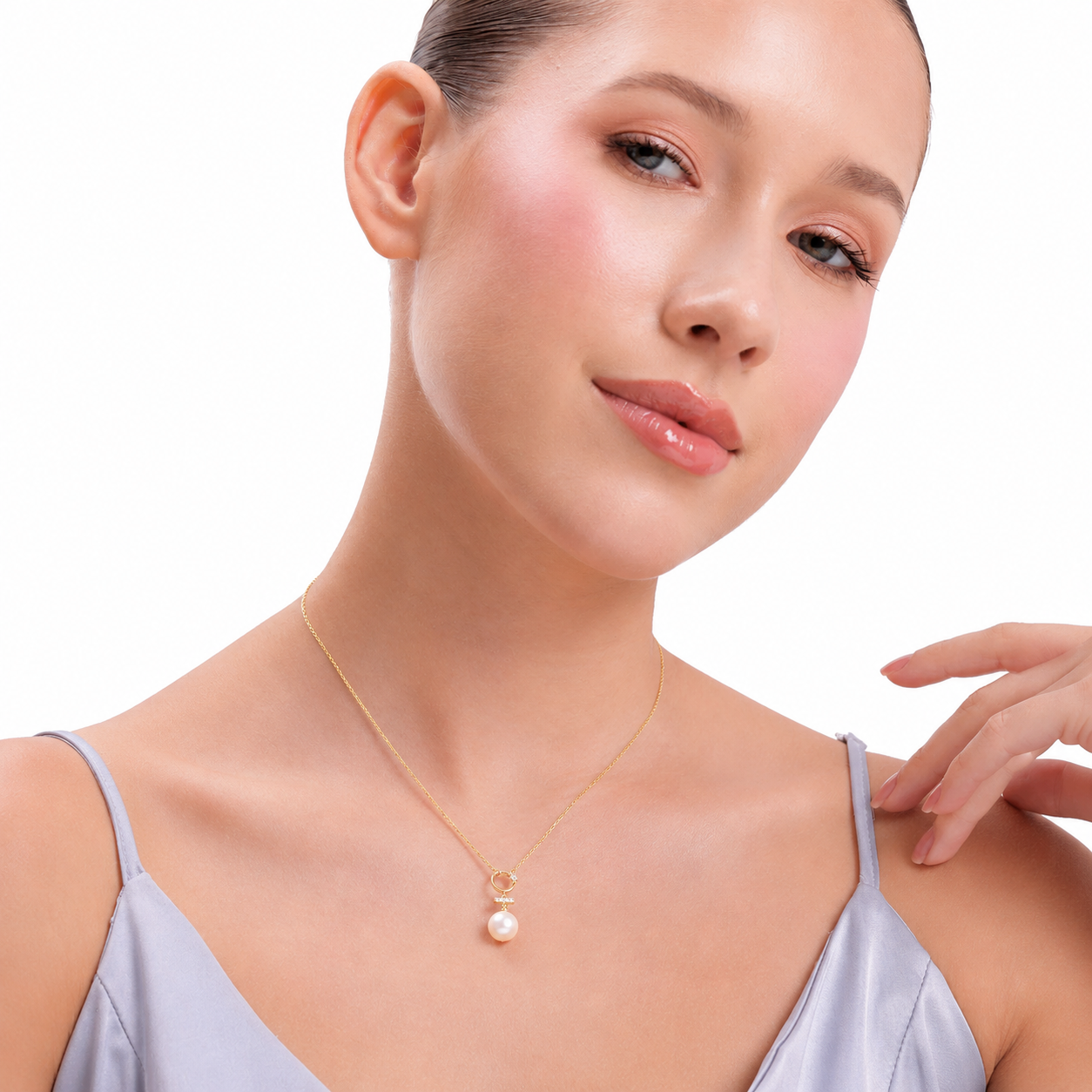 Silver Luna Pearl Drop  Necklaces