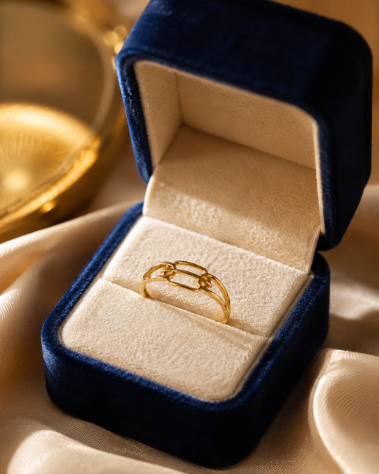 9K Gold Chain Link Ring (Size - 13)