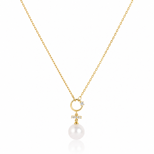 Silver Luna Pearl Drop  Necklaces