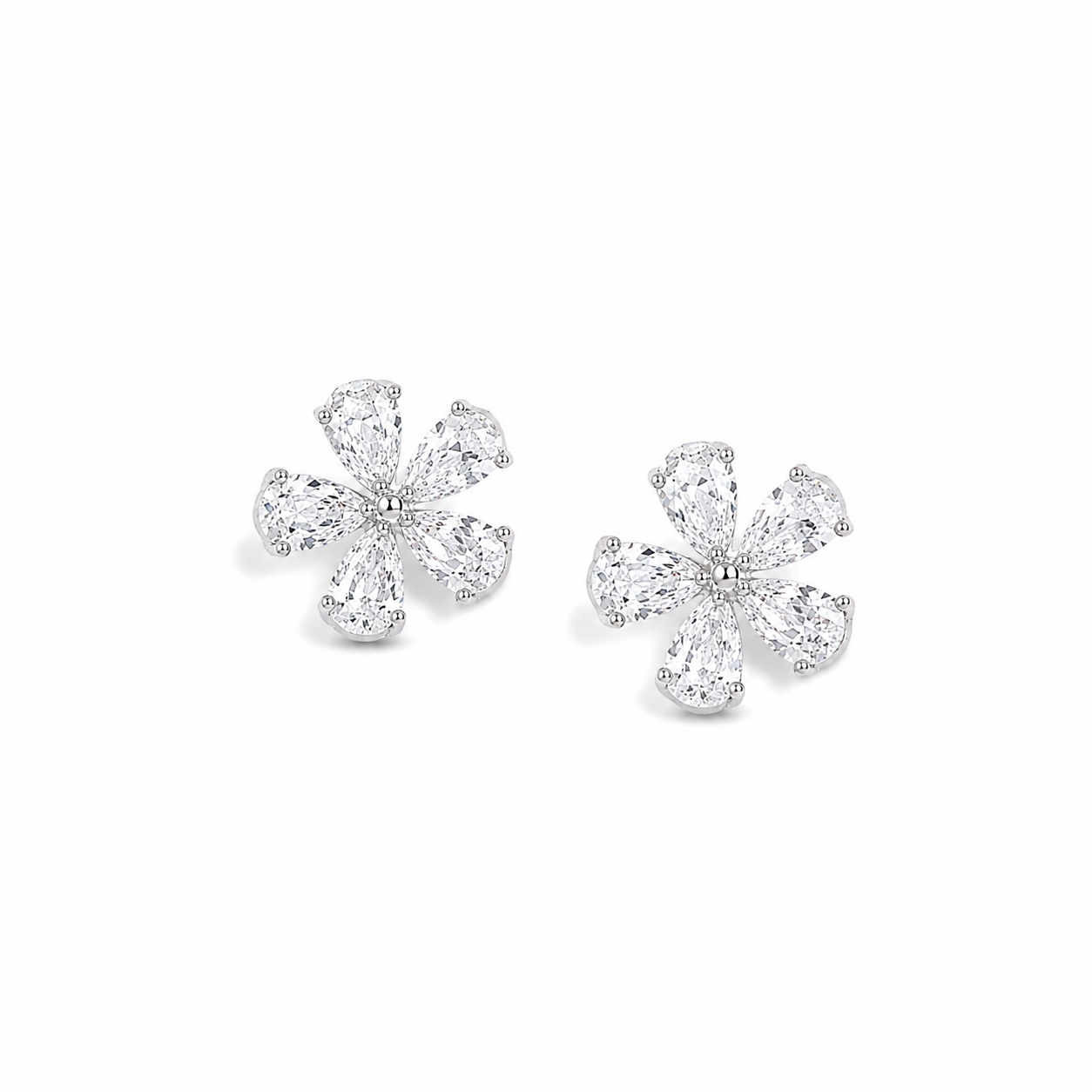 Silver Luxe Flower Sparkle Earrings