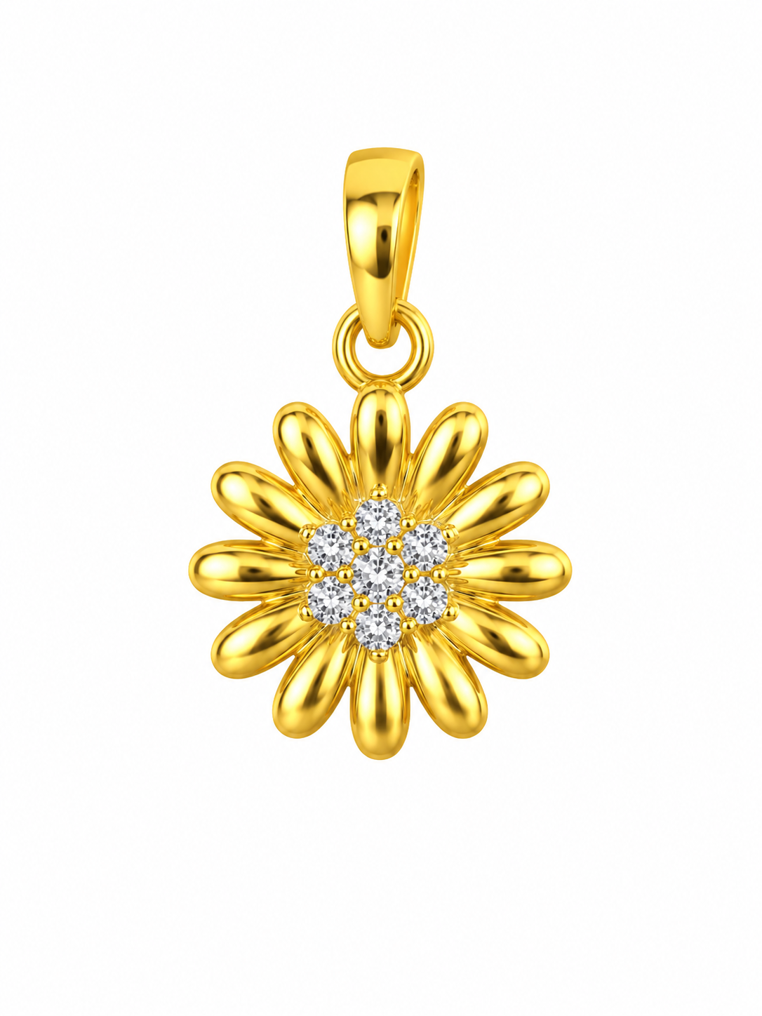9K Gold Daisy Bloom Crystal Pendant