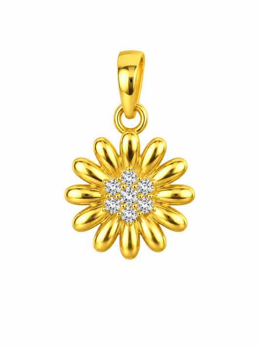9K Gold Daisy Bloom Crystal Pendant