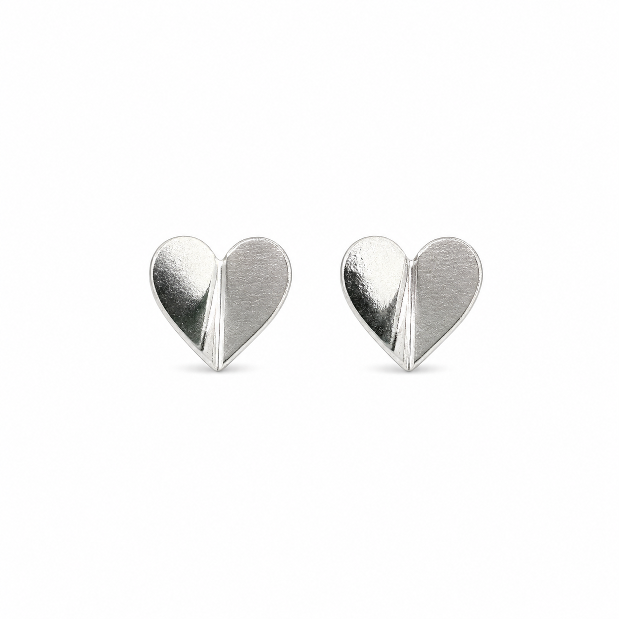 Silver Minimal Heart Stud Earrings
