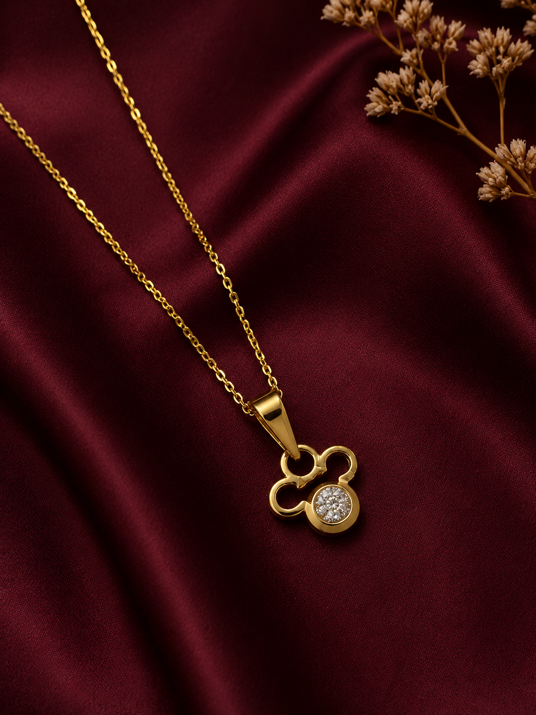 9K Gold Mickey-Inspired Pendant