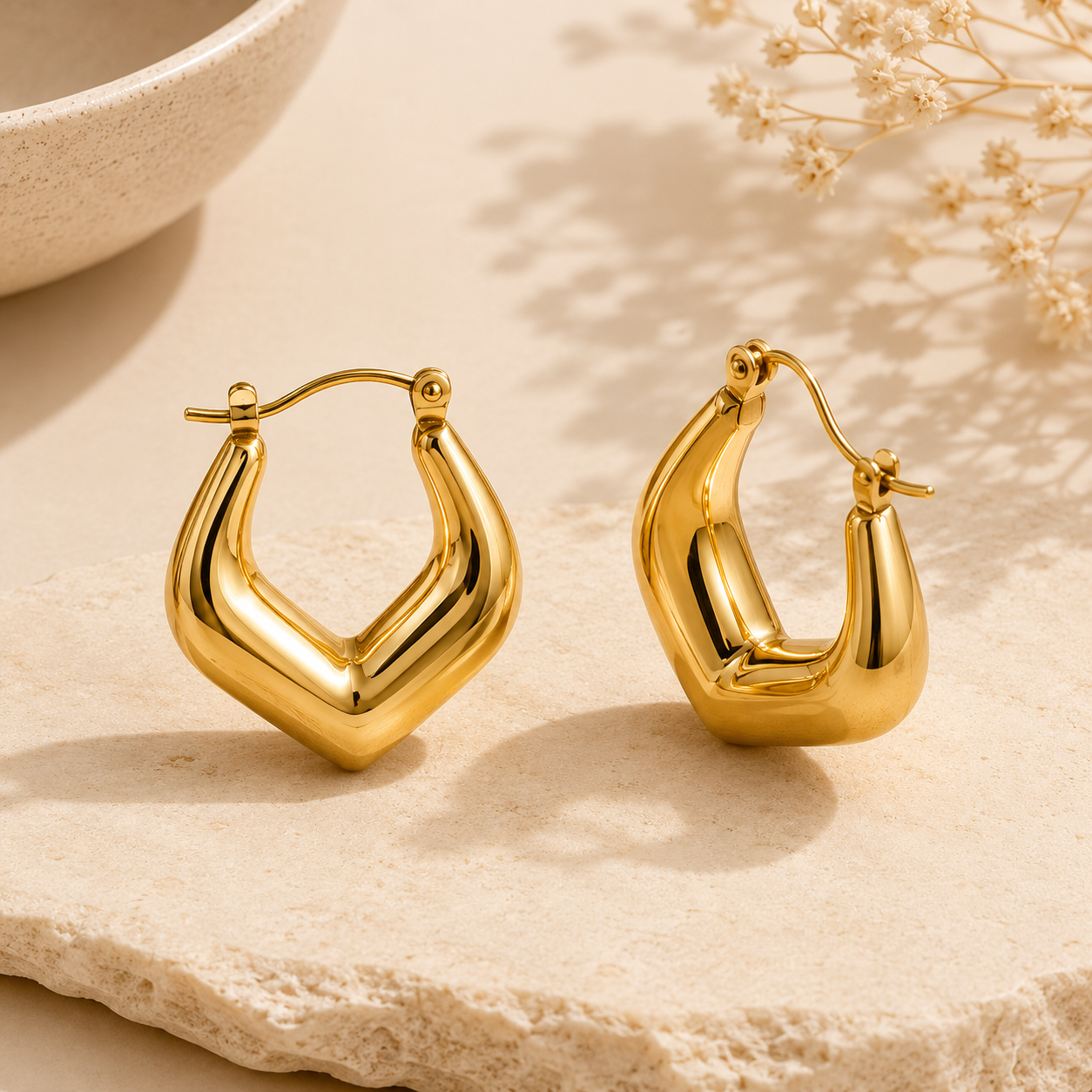 Demi Fine Sculpted Chevron Hoop Earrings