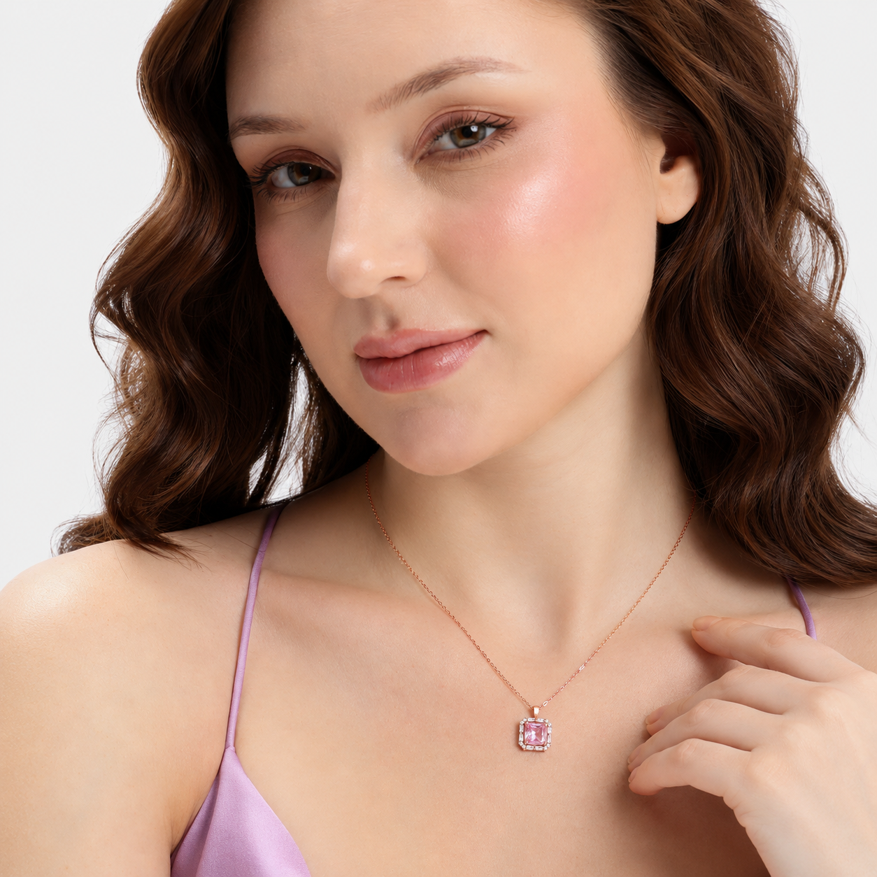 Silver Soft Pink Brilliance Necklace