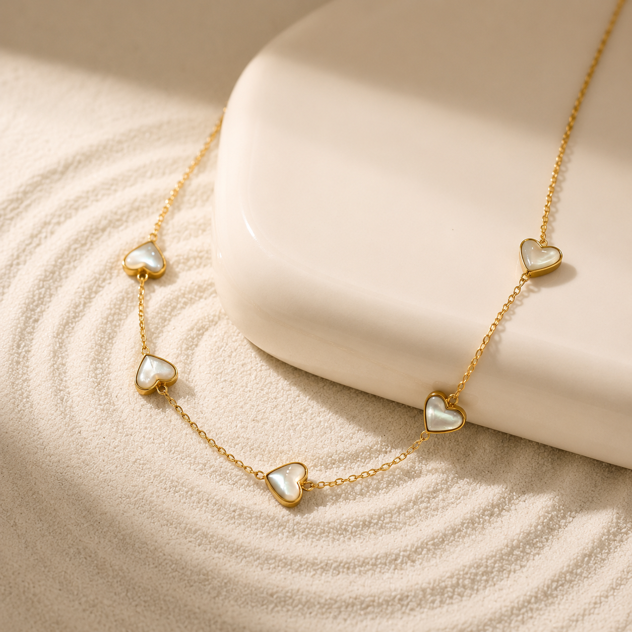 Amour Pearl Heart Station Necklace