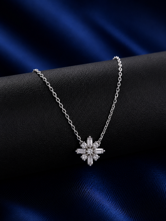 925 Silver Crystal Snowflake Necklace