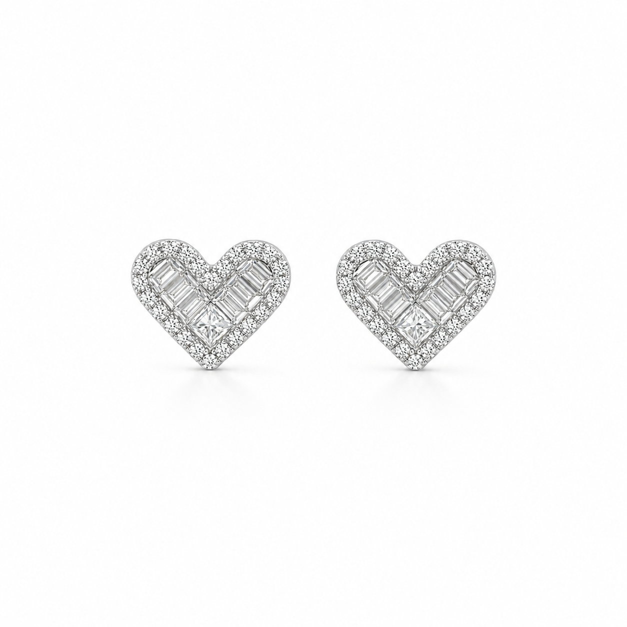 Silver Princess Heart Earrings