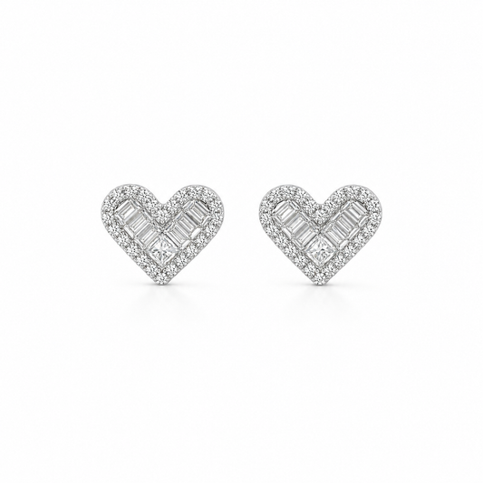 Silver Princess Heart Earrings