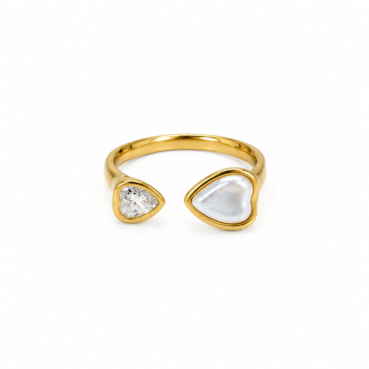 Demi Fine Dual Heart Open Ring