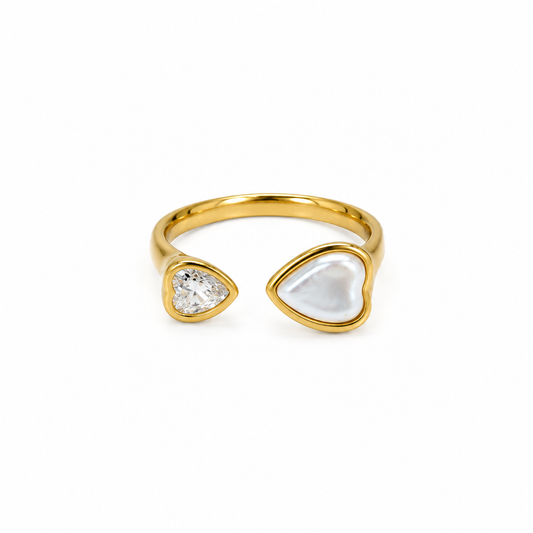 Demi Fine Dual Heart Open Ring