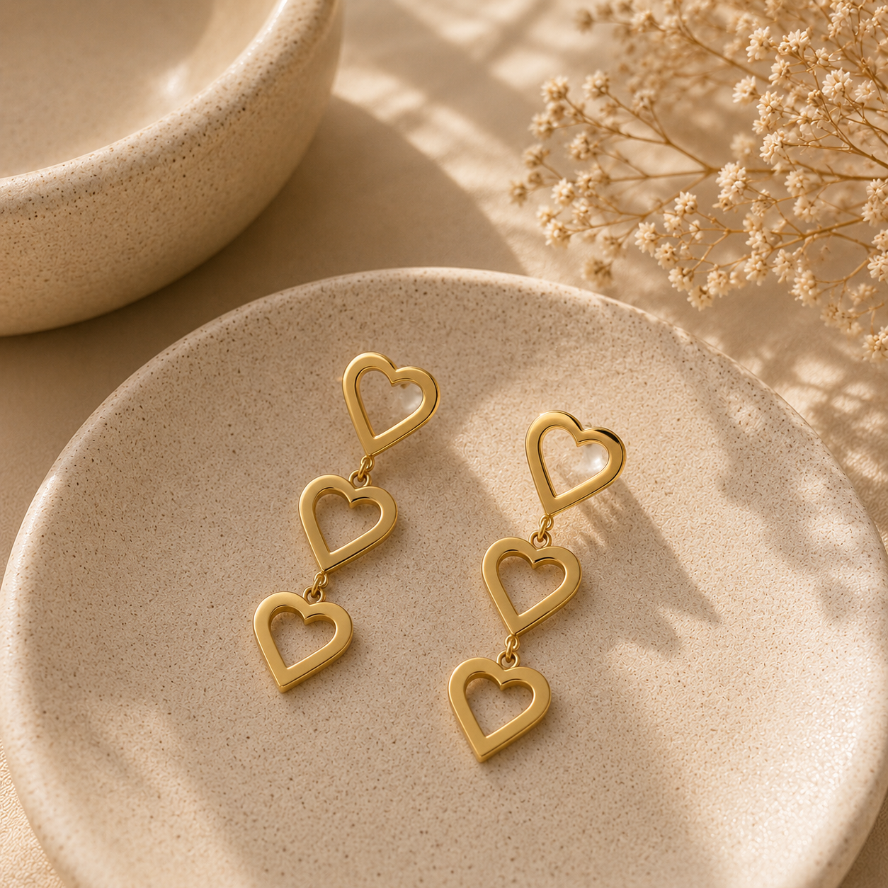 Demi Fine Amour Triple Heart Drop Earrings