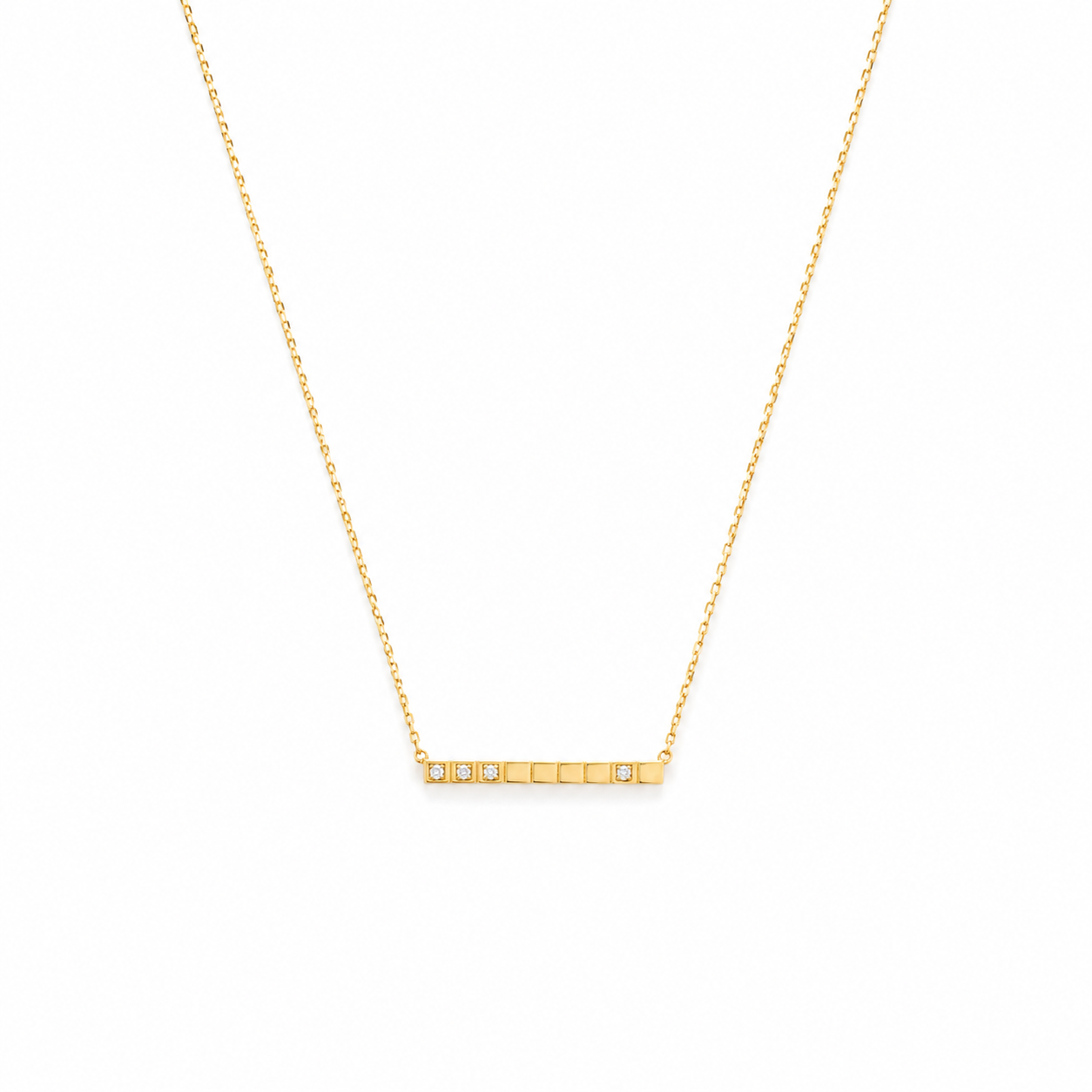 Silver Classic Linear Gold Diamond Necklace