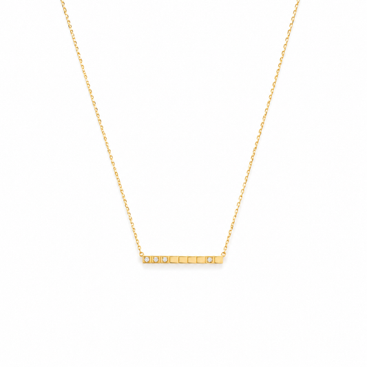 Silver Classic Linear Gold Diamond Necklace