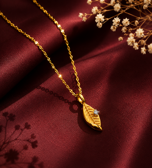 9K Gold Leaf Charm Pendant