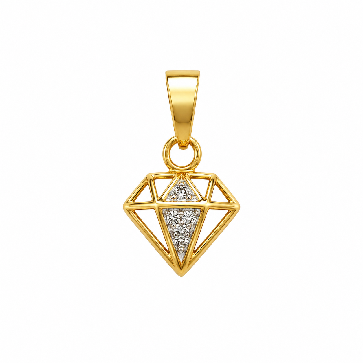 9K Gold Diamond Cut Open Diamond Pendant