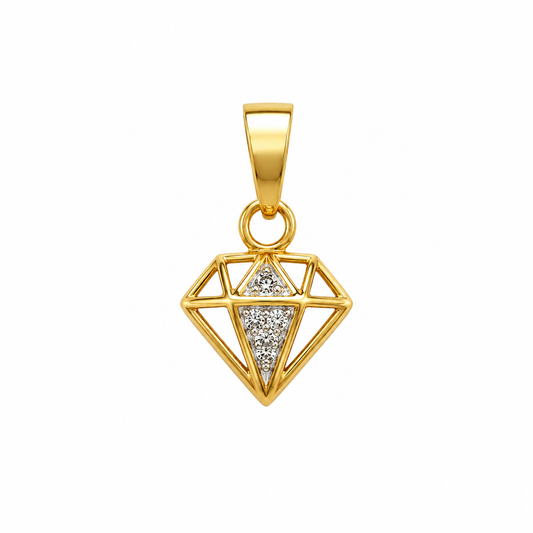 9K Gold Diamond Cut Open Diamond Pendant