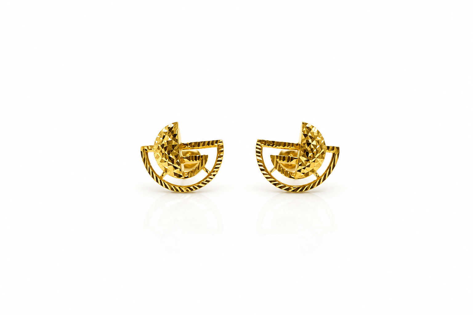 9K Gold Abstract Fan Stud Earrings