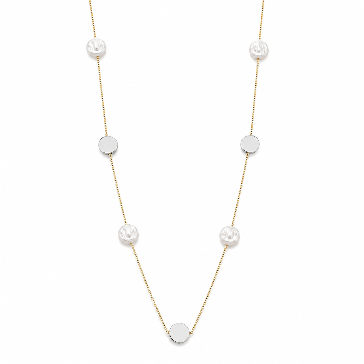 Demi Fine Pearl & Disc Station Necklace