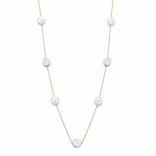 Demi Fine Pearl & Disc Station Necklace