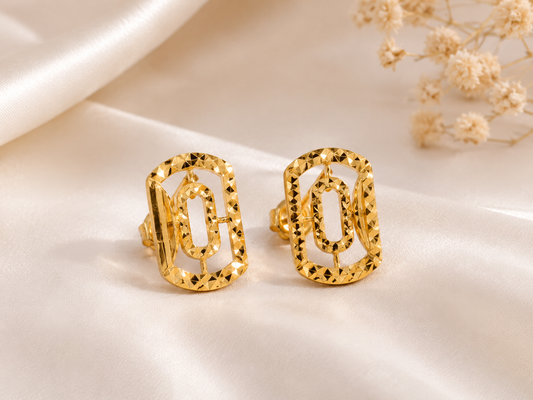Geometric Frame 9K Gold Earrings