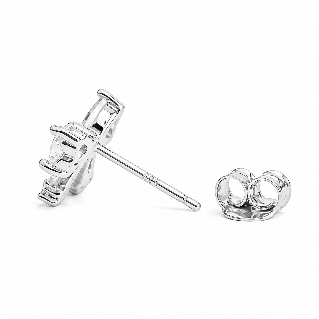 Silver Crystal Bow Babe Studs