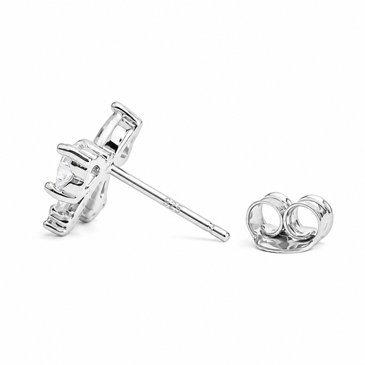 Silver Crystal Bow Babe Studs