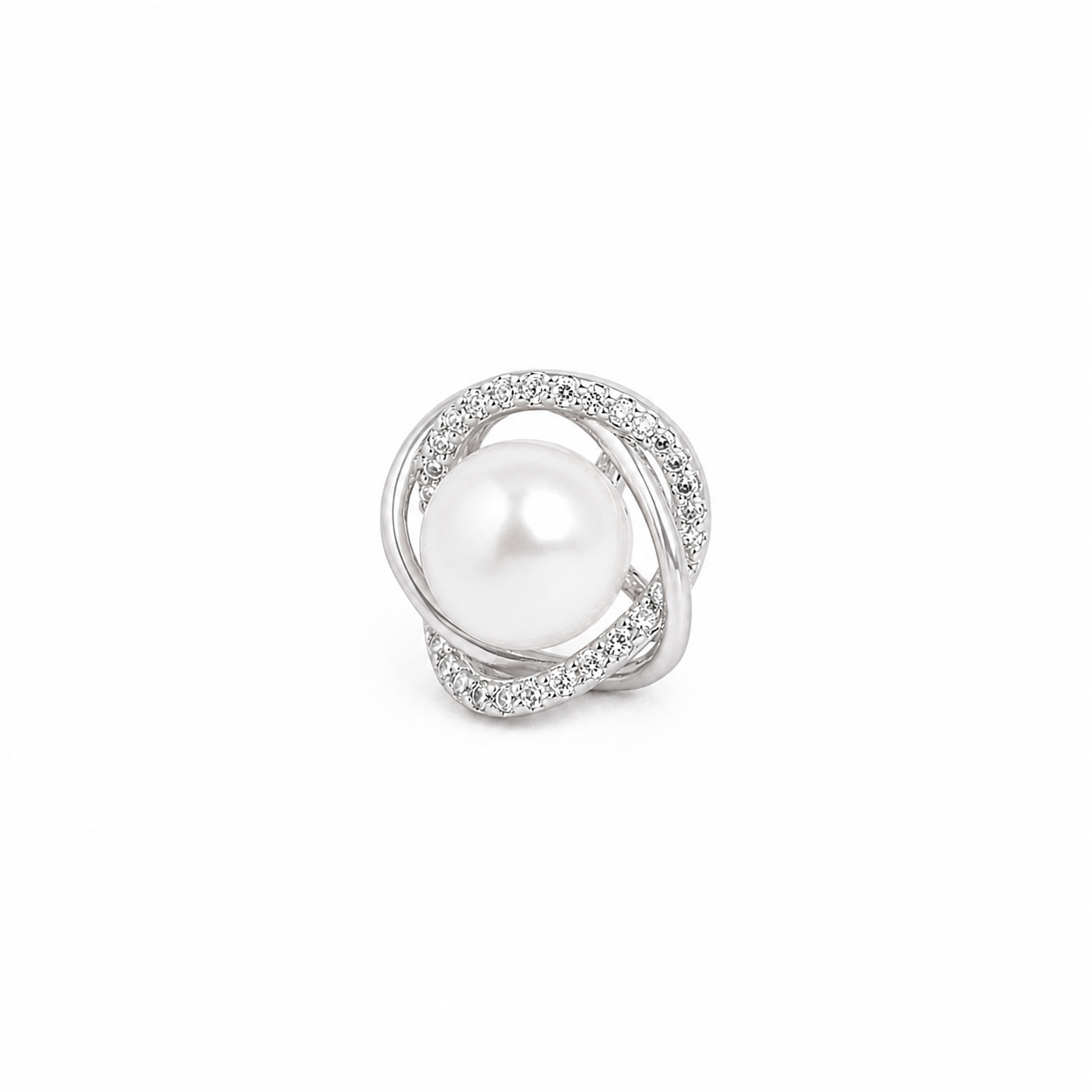 Silver Grace Loop Pearl Studs