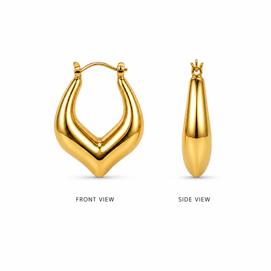 Demi Fine Sculpted Chevron Hoop Earrings