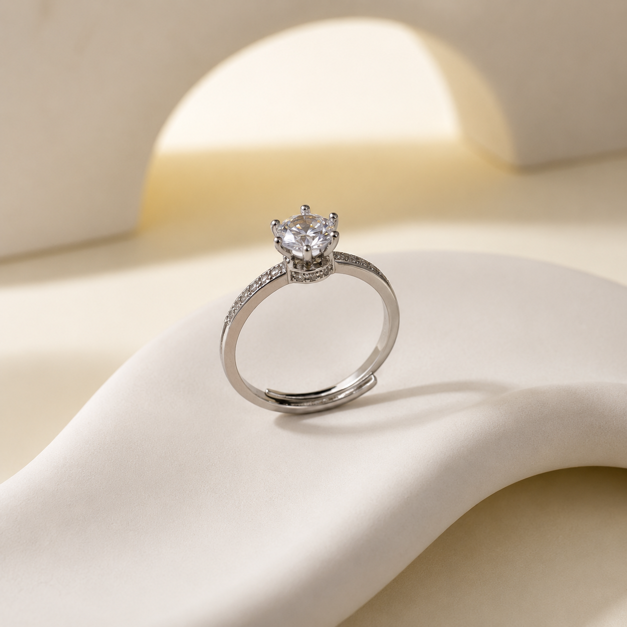 Silver Sparkle Solitaire Ring