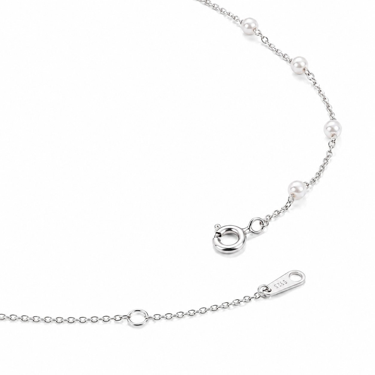 Silver Star Pearl Charm Necklace