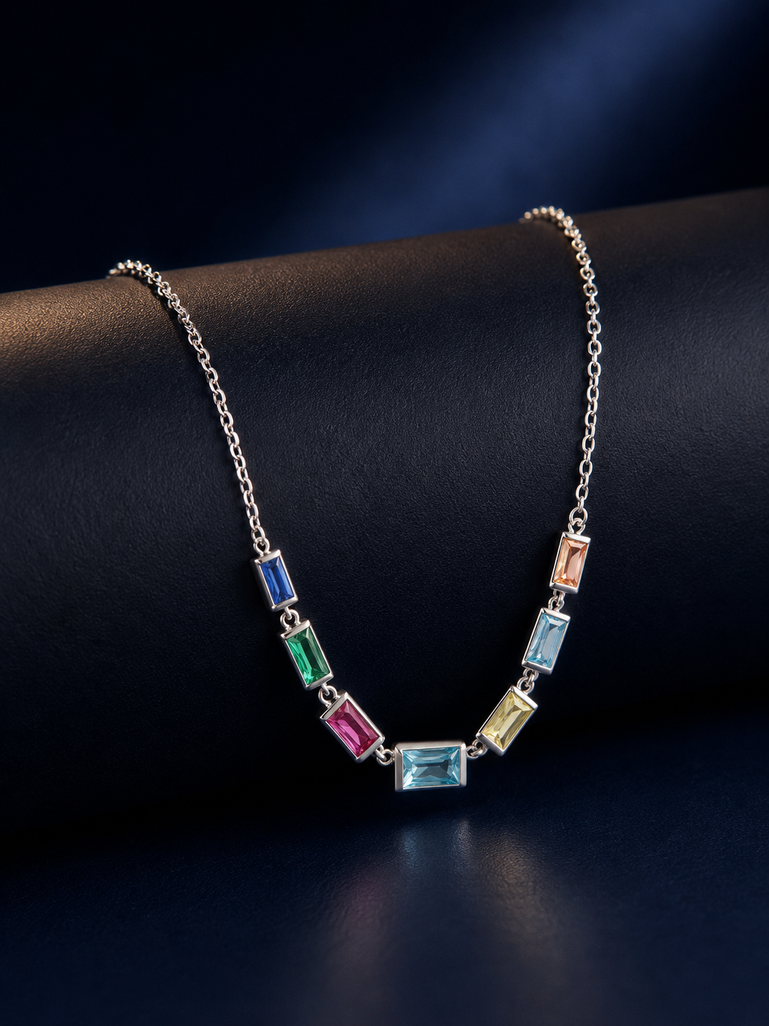 925 Silver PrismPop Baguette Crystal Necklace