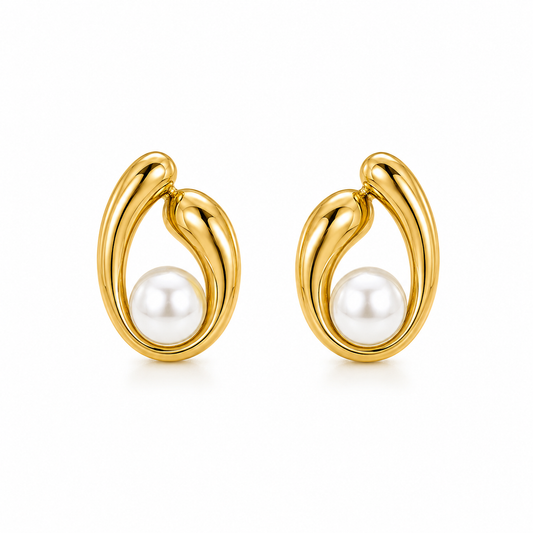 Demi Fine Pearl Embrace Hoop Earrings