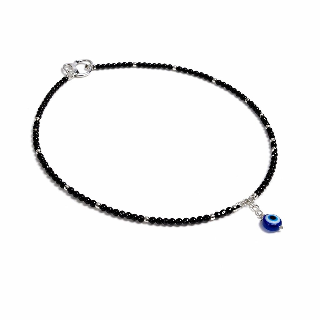 Minimal Evil Eye Charm Anklet