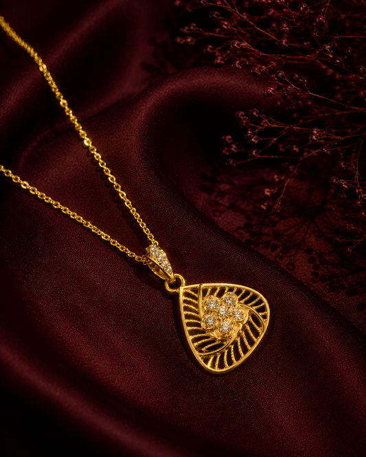 9K Gold Floral Triangle Pendant