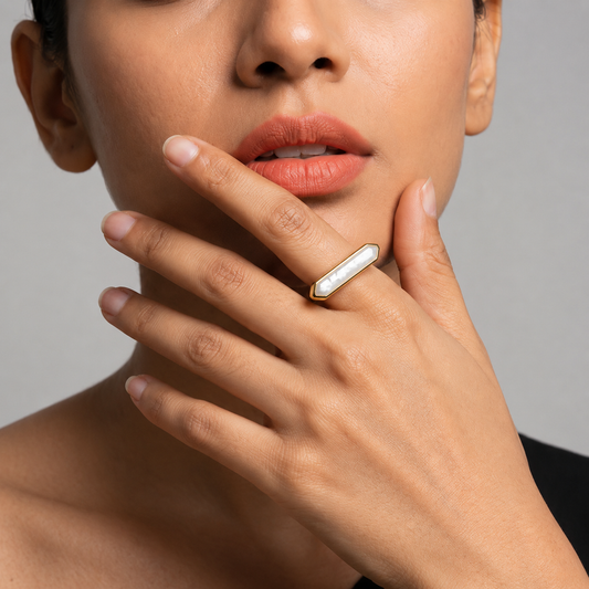Demi Fine Mother-of-Pearl Bar Statement Ring (size 6 & 7)