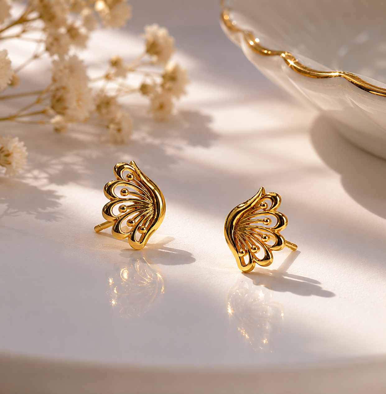 9K Gold Peacock Designer Stud Earrings