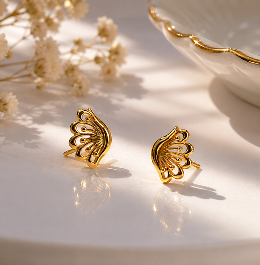 9K Gold Peacock Designer Stud Earrings