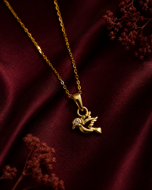9K Gold Flying Bird Crystal Pendant