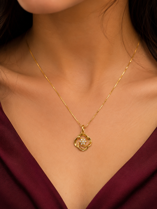 Floral Twist 9 Karat Gold Pendant