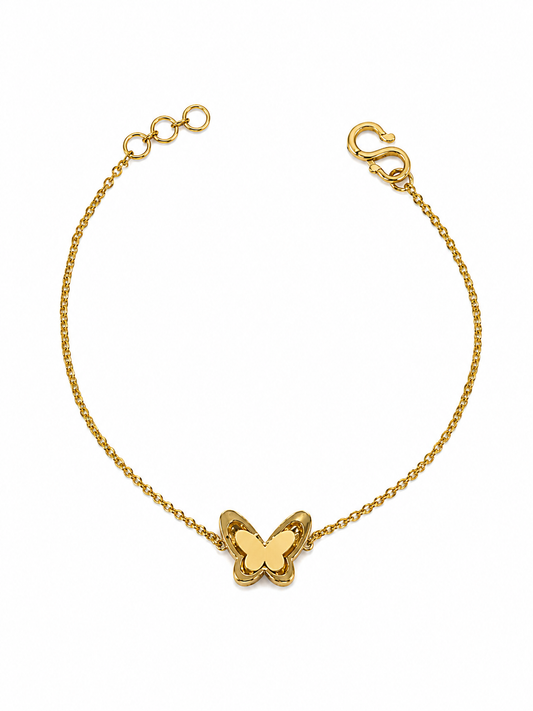 9K Gold Butterfly Charm Bracelet