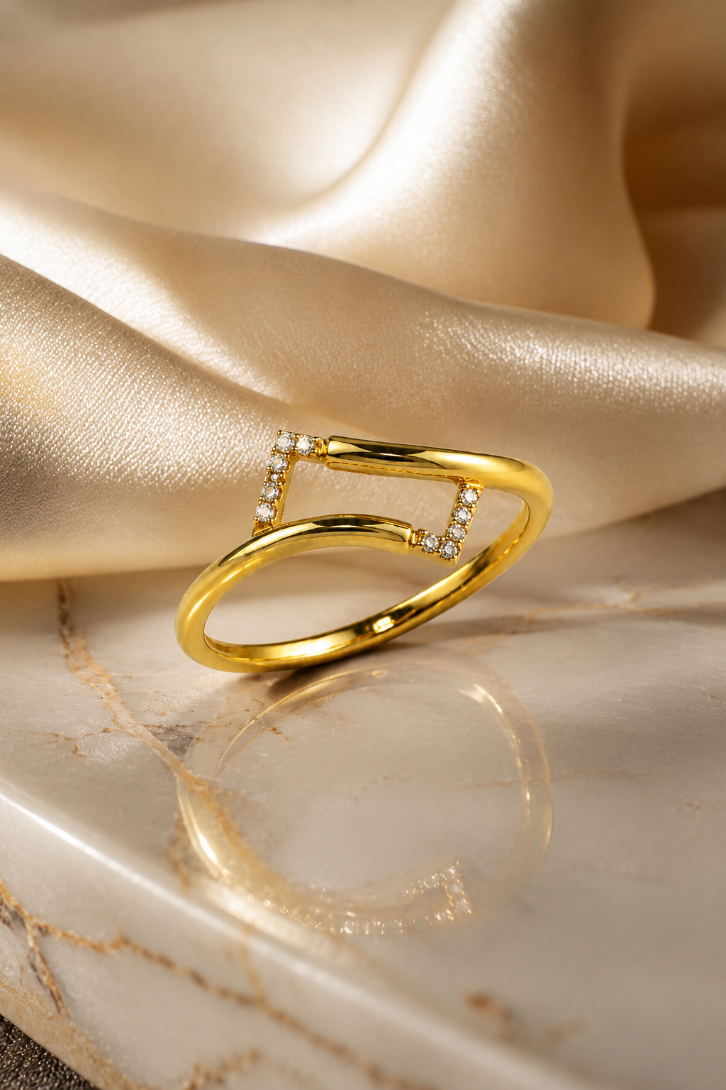 9K Gold Minimalist Diamond Ring (Size - 12)