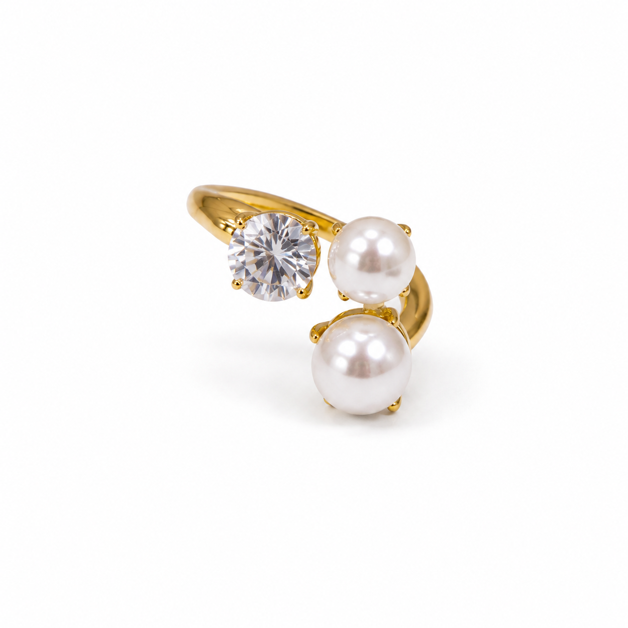 Demi Fine Pearl & Crystal Open Ring
