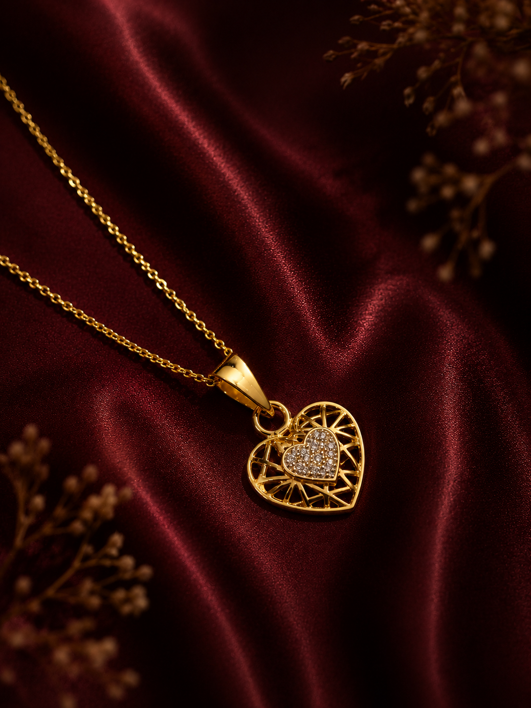 9K Gold Open Heart Pendant