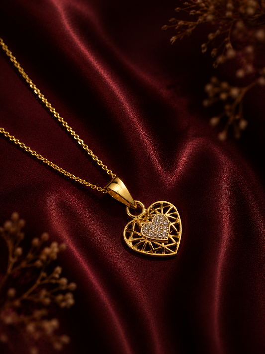 9K Gold Open Heart Pendant