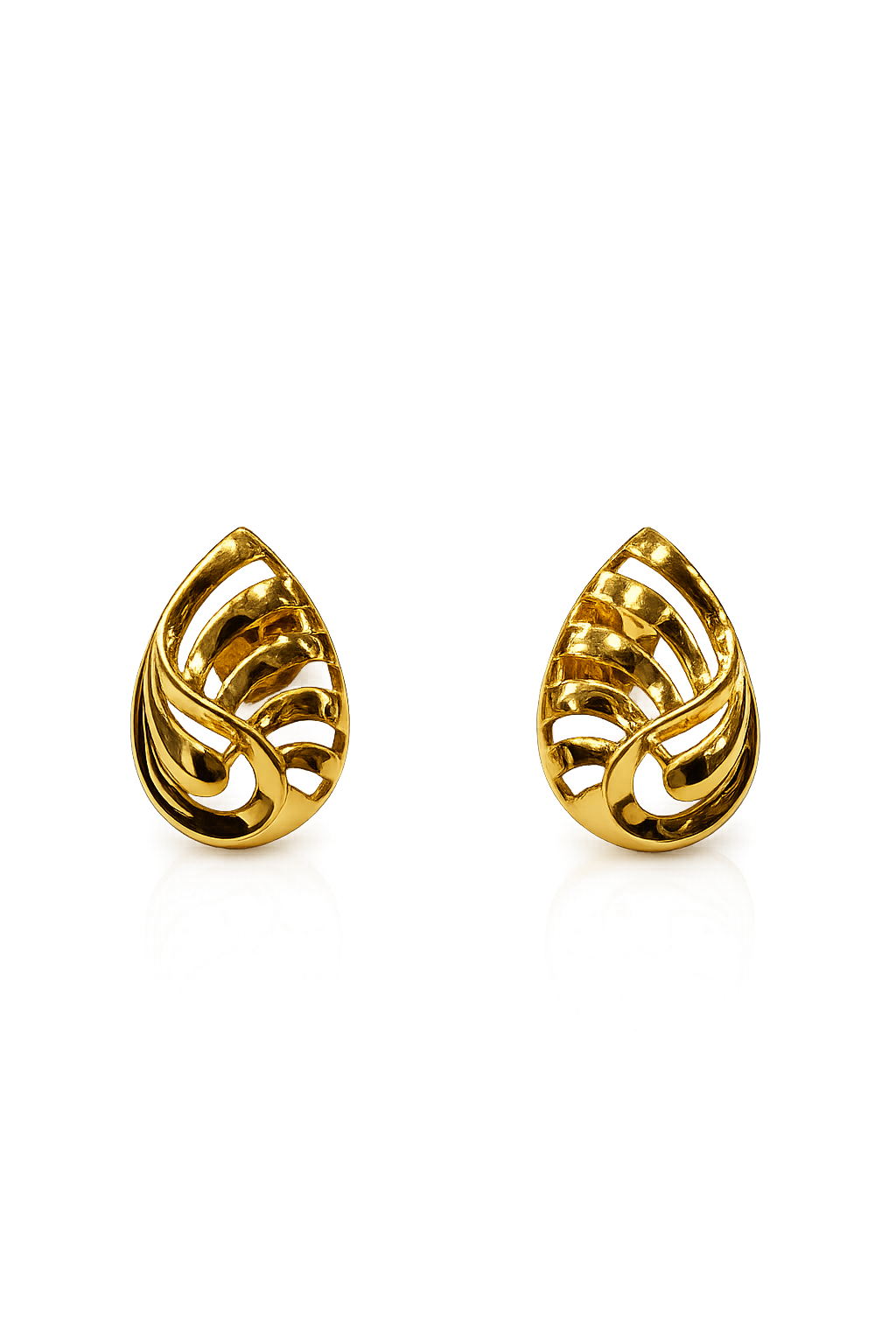 9K Gold Leaf Design Stud Earrings