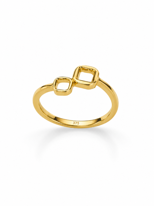 9K Gold Double Hexagon Ring