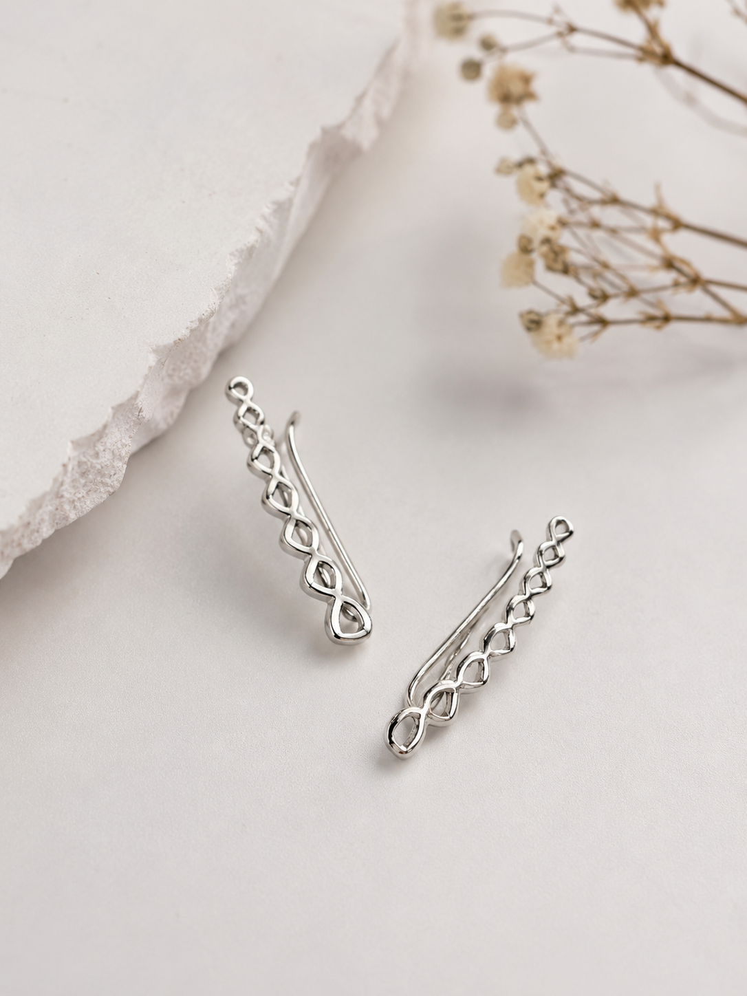 925 Silver Modern Curve Ear Pins