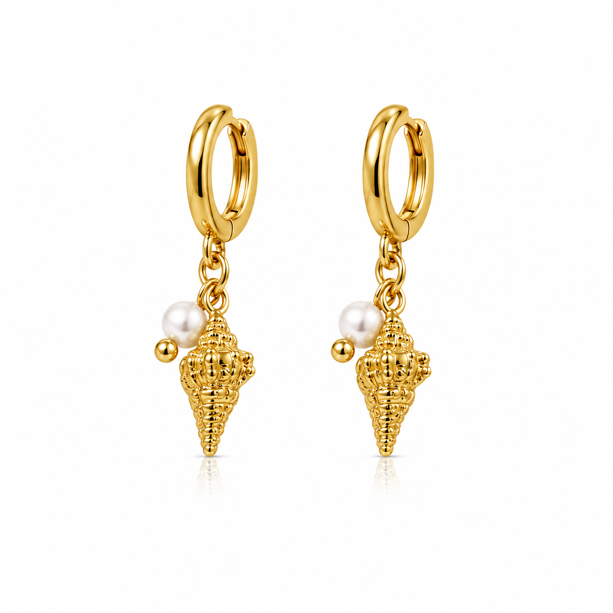 Demi Fine Pearl Shell Drop Hoop Earrings